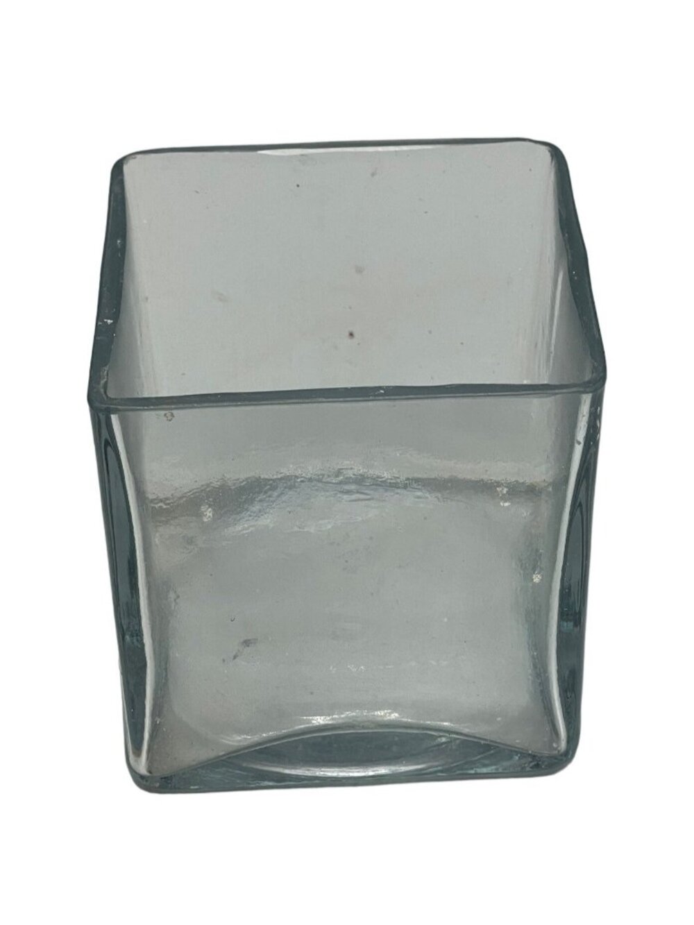 cubed glass flower vase candle holder square 4" tall 4" square clear glass READ